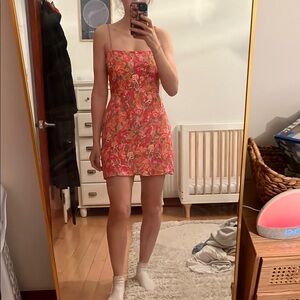 Floral Pink Strapless Dress